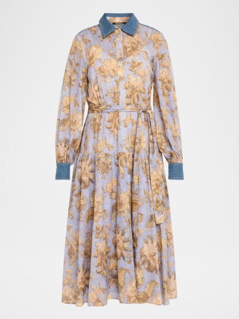 KOBI HALPERIN Evans Floral-Print Cotton Midi Shirtdress