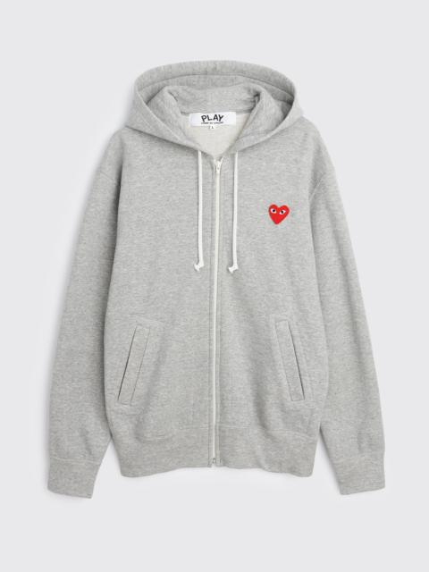 COMME DES GARÇONS PLAY SMALL HEART ZIP HOODED SWEATSHIRT GREY