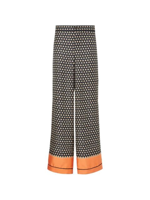 FENDI geometric-print wide-leg trousers