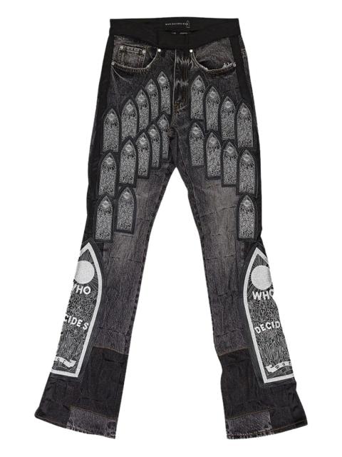 WHO DECIDES WAR patched jeans