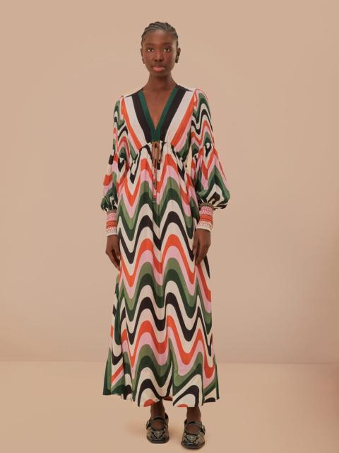 FARM RIO Multicolor Wave Gradient Maxi Dress