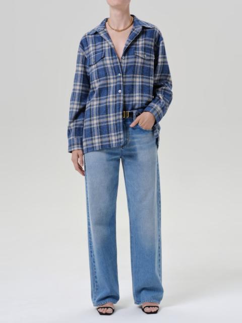 Citizens of Humanity Vintage Long Button Up Shirt In Marina Plaid