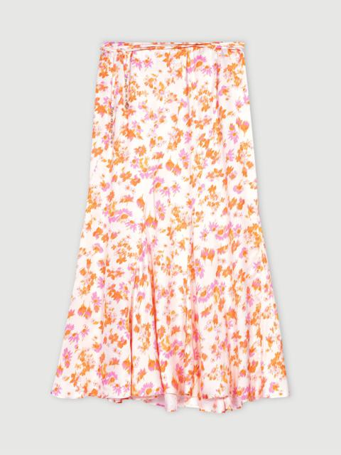 maje Satin-effect floral skirt