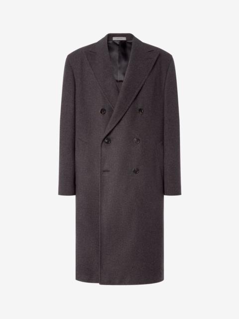 CORNELIANI Men’s brown soft wool and cashmere twill coat