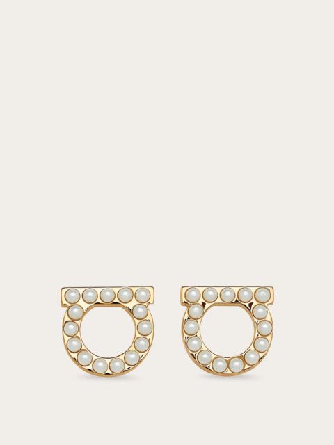 FERRAGAMO Gancini crystals and pearls earrings