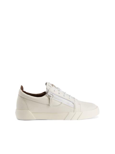 panelled leather sneakers