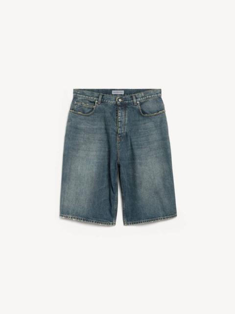BALENCIAGA Men's Denim Bermuda in Vintage Blue
