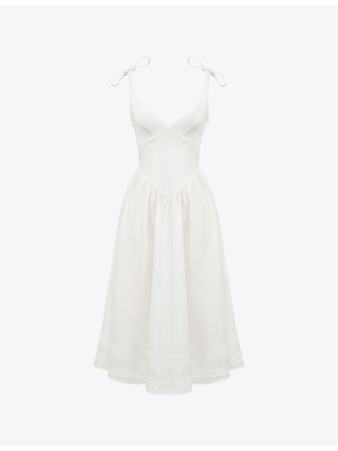 House of CB Hattie pintucked stretch cotton-blend midi dress