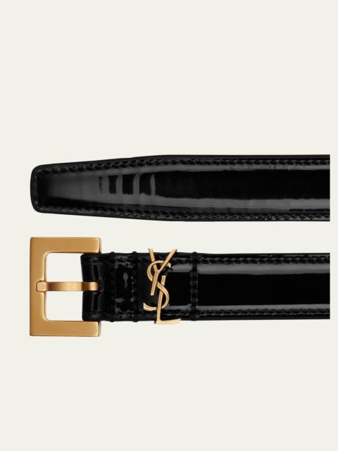 YSL Monogram Patent Leather Belt