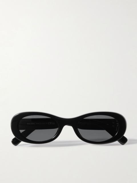 Miu Miu Oval-frame acetate sunglasses Black