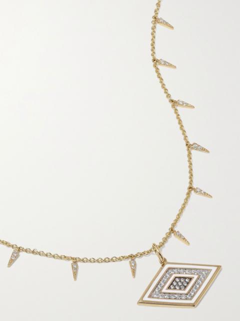 SYDNEY EVAN Large Groovy Eye 14-karat gold, diamond and enamel necklace Gold