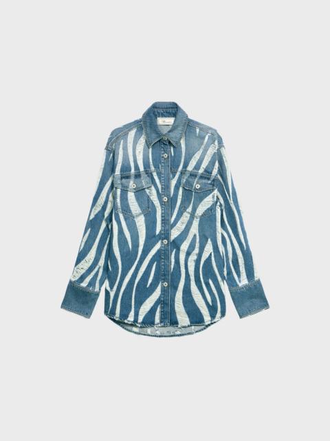 Blumarine OVERSIZED LASER-ETCHED DENIM SHIRT