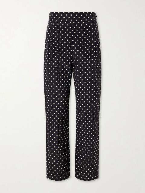 Valentino Polka-dot silk crepe de chine wide-leg pants Black