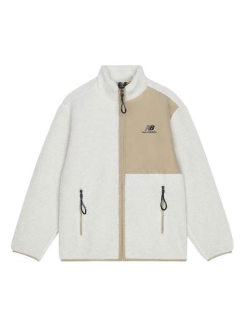 New Balance 새로운 균형 대조 색깔 니트 스웨드 스포츠 대 고리 로고 램의 모직 재킷 가을 크림