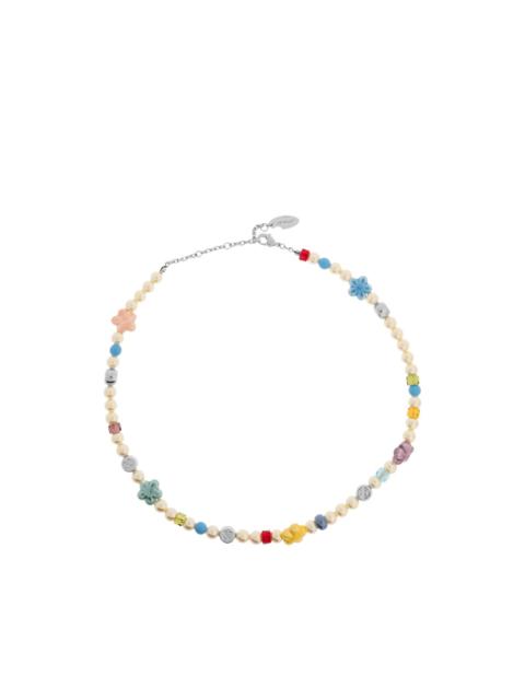 Off-White flower-detail beaded necklace