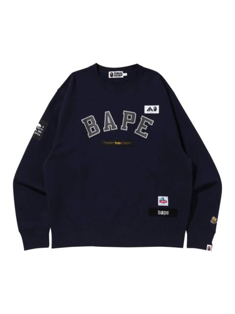 A BATHING APE® BAPE Multi Label Relaxed Fit Crewneck 'Navy'