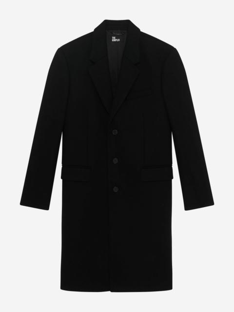 The Kooples BLACK LEATHER LAPEL COLLAR COAT