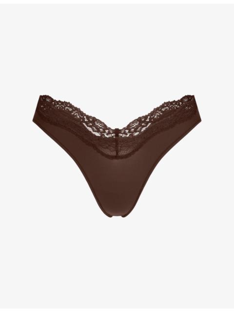 SKIMS Fits Everybody Lace-Trimmed Stretch-Woven Thong