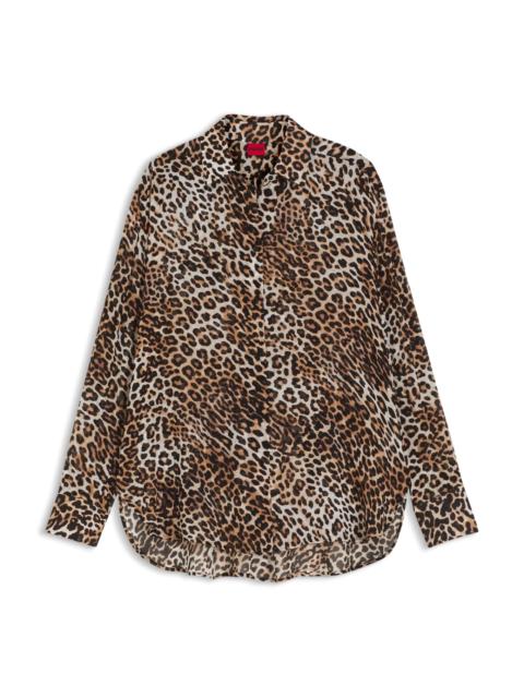 HUGO OVERSIZE-FIT BLOUSE WITH LEOPARD PRINT