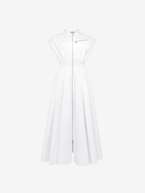 Alexander McQueen Women's Dropped Shoulder Shirt Dress in Optic White