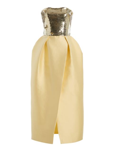 Monique Lhuillier Sequin Bodice Dress yellow