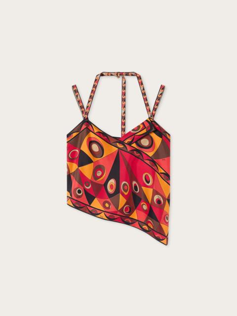 PUCCI OCCHI PRINT SILK SCARF TOP