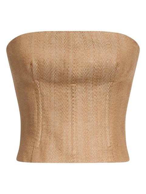 TWP Women's Jillian Chevron Linen-Blend Bustier - Kelp