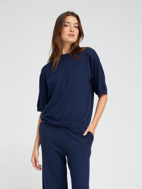 SPRWMN NAVY CASHMERE BOXY TEE