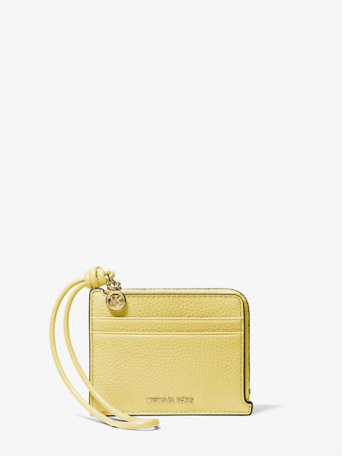 MICHAEL KORS Jet Set Small Pebbled Leather Card Case Wristlet