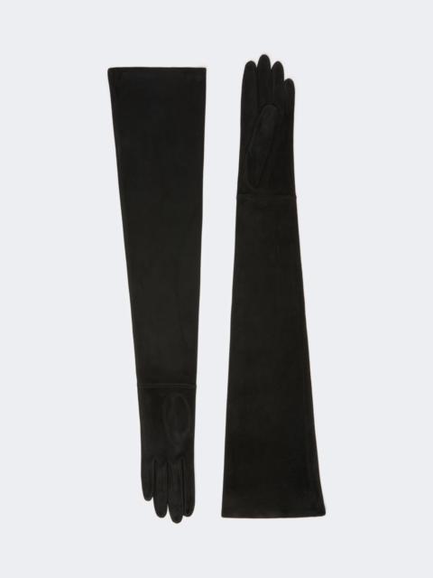 Max Mara ESTREMO Long suede gloves - MEDIUM GREY