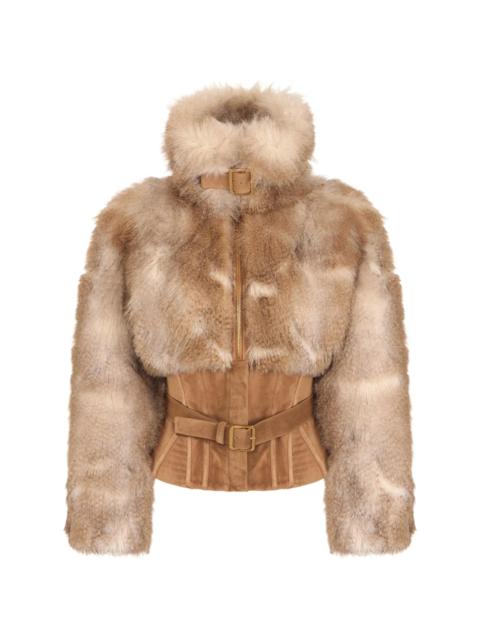 ELISABETTA FRANCHI Elisabetta Franchi Fur-effect Bustier Jacket