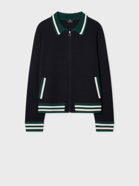 Paul Smith Women's Navy Wool-Blend Collared Zip Cardigan