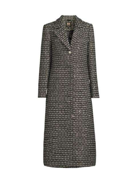 MILLY Women's SB Tweed Longline Coat - Black White Tweed