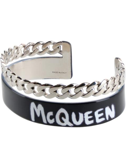 Alexander McQueen Alexander McQueen Graffiti Open Cuff Bracelet Black/White
