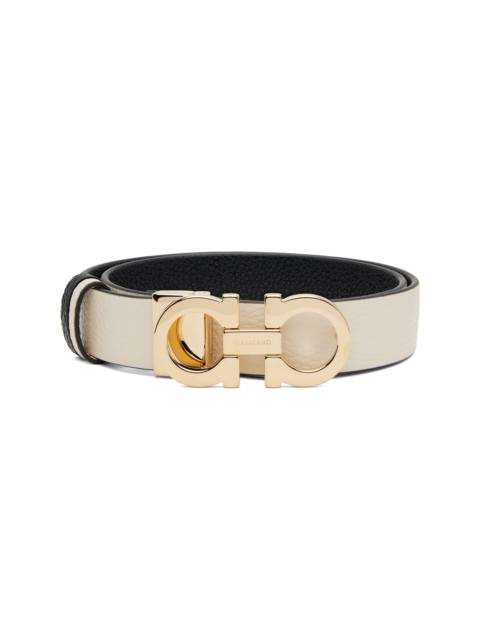 FERRAGAMO Black & Beige Medium Gancini Reversible Belt