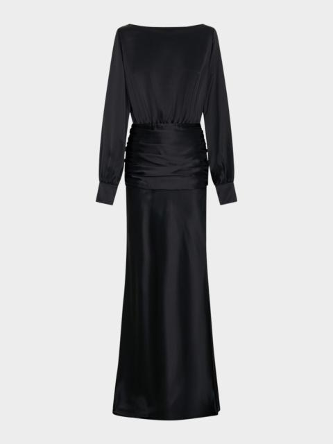 NICHOLAS Samina Open-Back Fluid Satin Gown