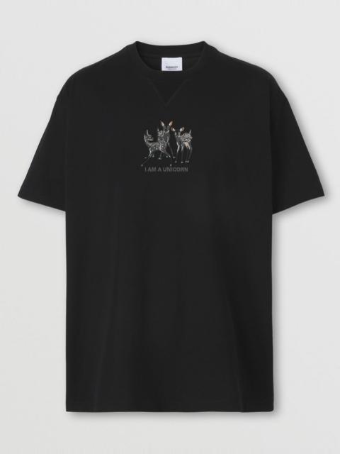 Burberry Embroidered Deer Cotton Oversized T-shirt
