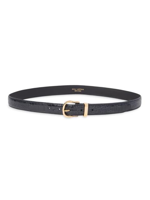 NILI LOTAN Women's Louise Slim Leather Belt - Black
