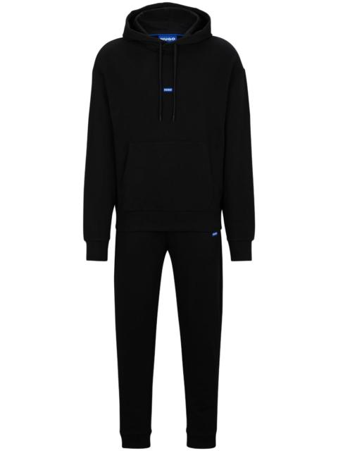 HUGO logo-appliqué cotton hoodie