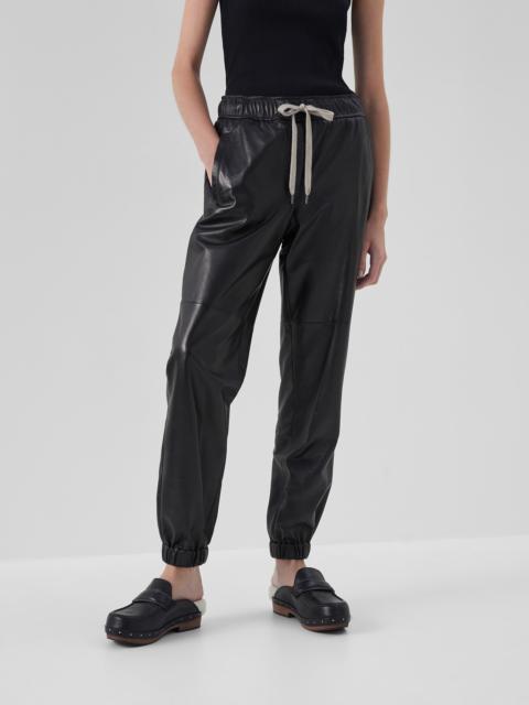 Brunello Cucinelli Lux nappa leather track trousers