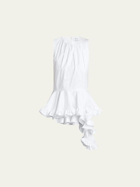 Alexander McQueen Asymmetric Ruffled Peplum-Hem Blouse