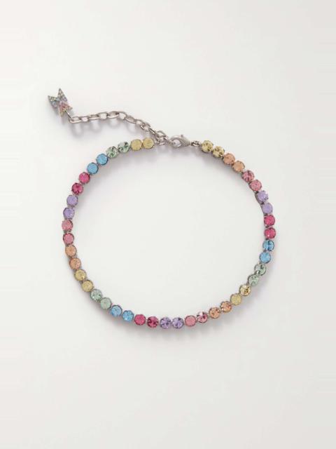 Silver-tone crystal tennis anklet