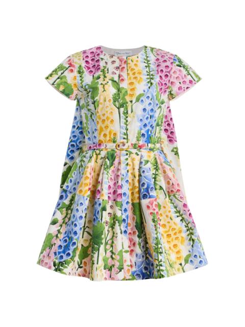 Oscar de la Renta Foxglove-Printed Cotton-Poplin Mini Dress multi