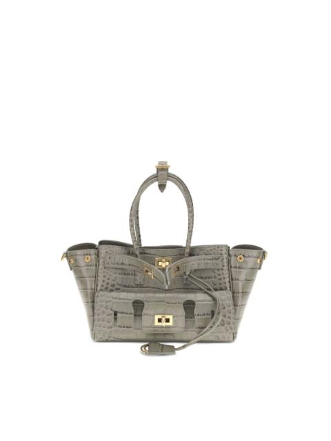 BALENCIAGA mini Bel Air crocodile-effect leather tote bag