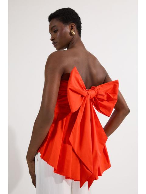 KAREN MILLEN Cotton Poplin Bow Detail Woven Blouse