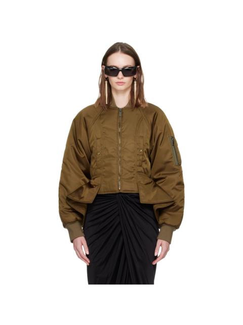 Balmain Khaki Nylon Signature Bomber Jacket