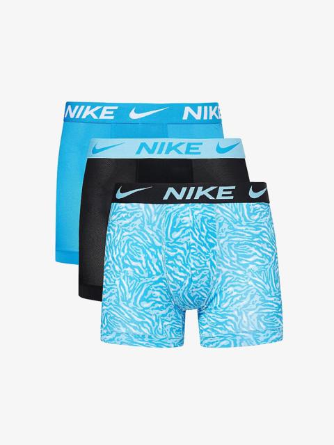 Logo-waistband pack of three recycled polyester-blend boxer briefs