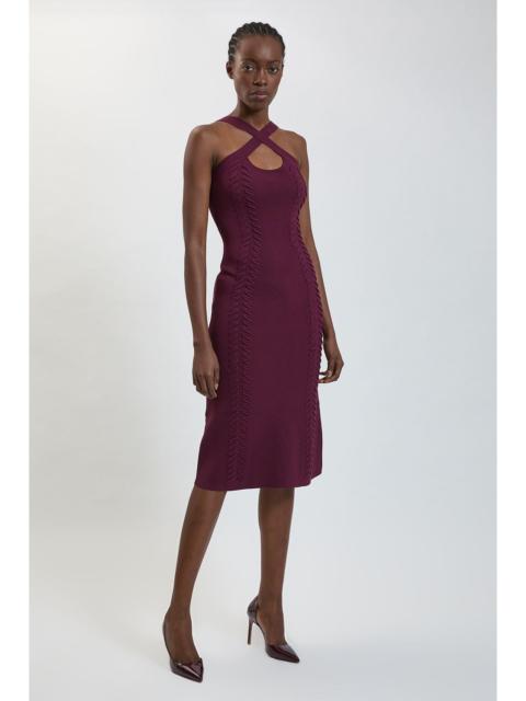 KAREN MILLEN Lace Up Detail Knitted Halter Cross Front Maxi Dress