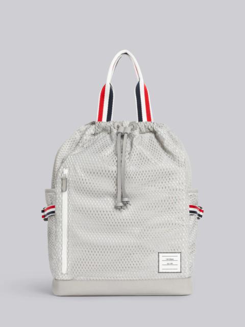 Thom Browne Medium Grey Heavy Athletic Mesh Stripe Webbing Strap Tote Backpack