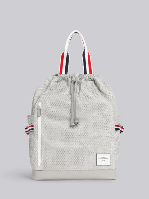 Thom Browne Medium Grey Heavy Athletic Mesh Stripe Webbing Strap Tote Backpack
